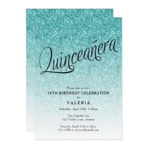 Quinceanera Blue Ombre Glitter Birthday