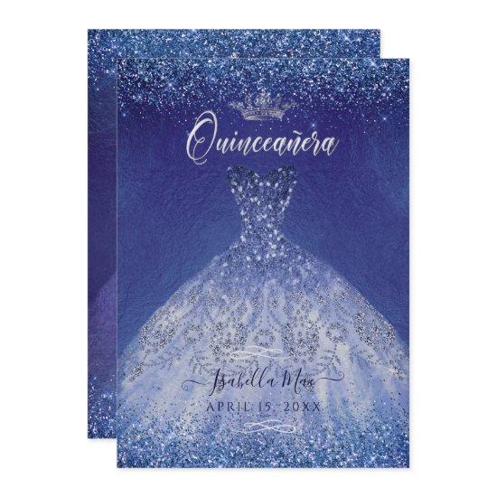 Quinceanera Blue Ombre Glitter Gown