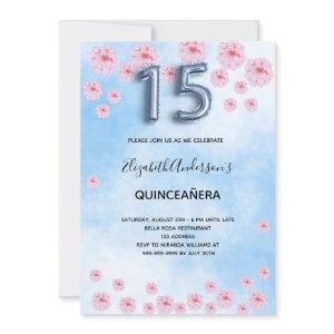 Quinceanera blue pink blossoming florals