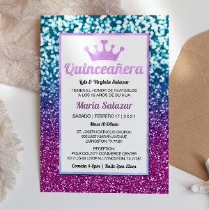 Quinceañera Blue Purple Elegant Spanish