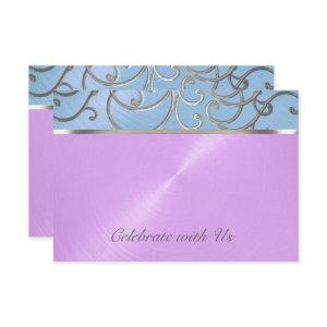 Quinceanera Blue Purple Silver Filigree Swirls