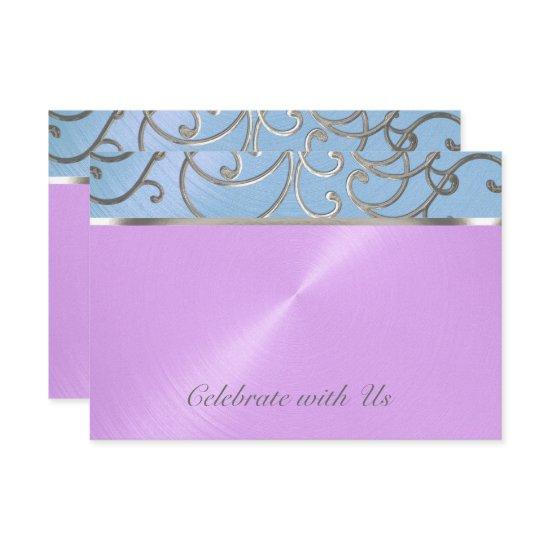 Quinceanera Blue Purple Silver Filigree Swirls