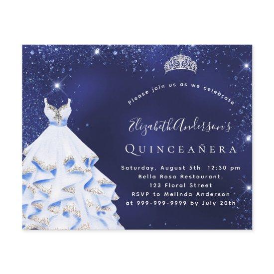 Quinceanera blue silver dress budget