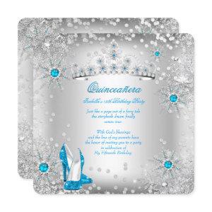 Quinceanera Blue Silver Winter Wonderland