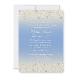 Quinceanera Blue Sparkle and Lace
