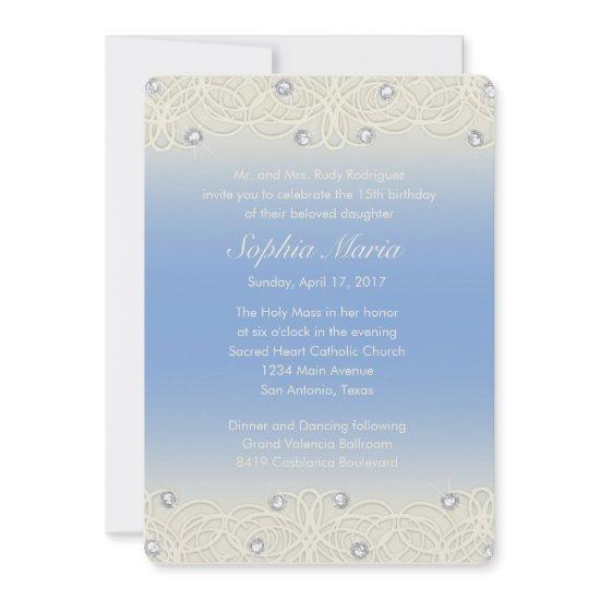 Quinceanera Blue Sparkle and Lace