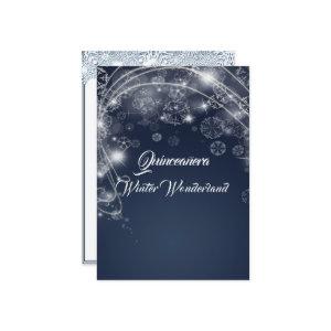 Quinceanera Blue Winter Wonderland Snowflakes