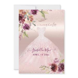 Quinceanera Blush Burgundy Watercolor Flowers