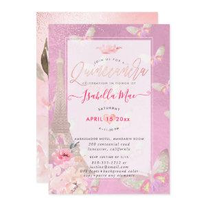 Quinceanera Blush Eiffel Tower, Butterflies