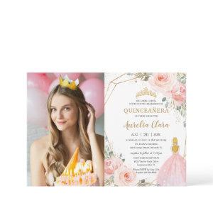 Quinceañera Blush Floral Blonde Birthday Photo