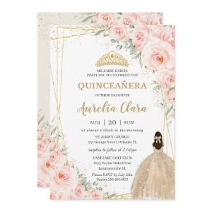 Quinceañera Blush Floral Champagne Dress Princess