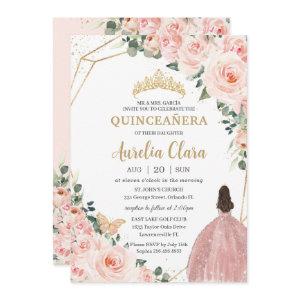 Quinceañera Blush Floral Princess Gold Crown
