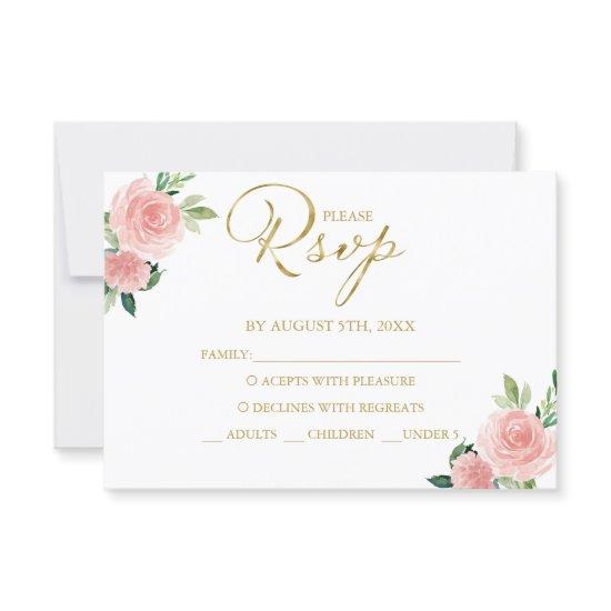 Quinceanera Blush Floral Response Card