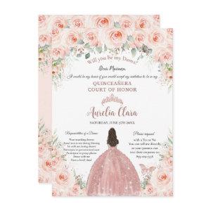 Quinceañera Blush Floral Rose Gold Dama Proposal