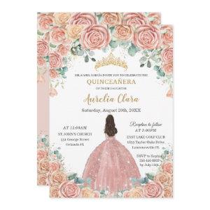 Quinceañera Blush Floral Rose Gold Dress Princess