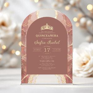 Quinceañera Blush Gold Agate Elegant Acrylic