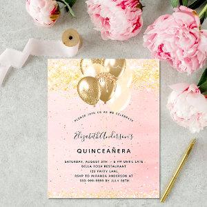 Quinceanera blush gold glitter balloon