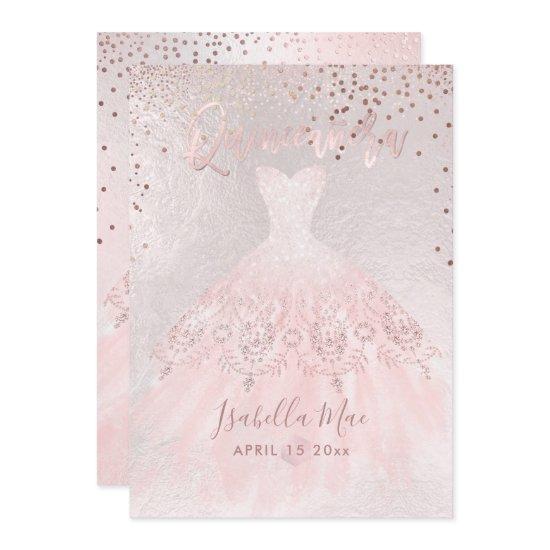 Quinceanera Blush Gown+Confetti Iridescent Bckgrnd
