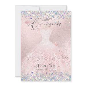 Quinceanera Blush Gown Holographic Glitter  Invita