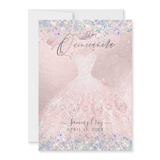 Quinceanera Blush Gown Holographic Glitter  Invita