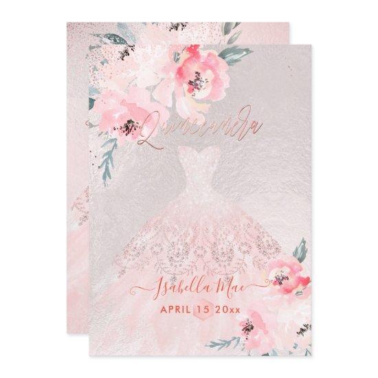Quinceanera Blush Peonies+Gown Iridescent Bckgrnd