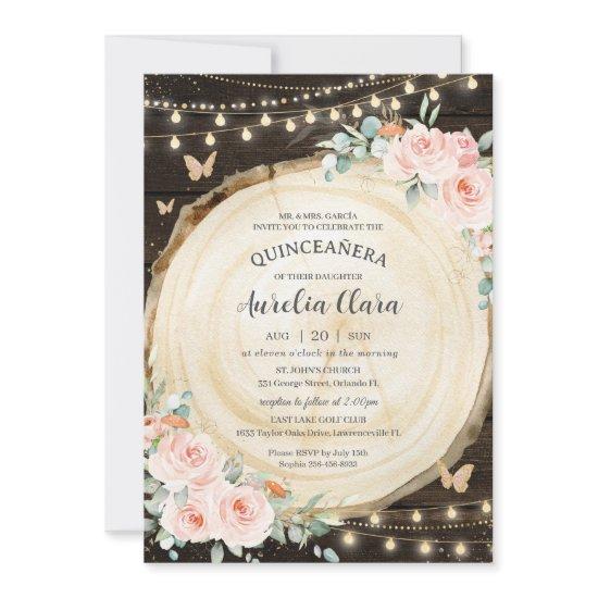 Quinceañera Blush Pink Floral Enchanted Forest