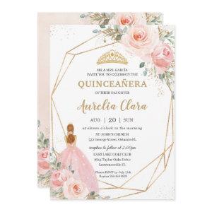 Quinceañera Blush Pink Floral Geometric Birthday