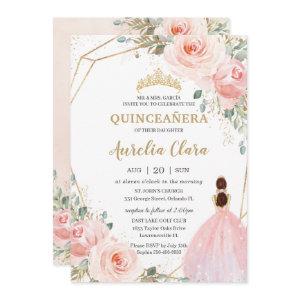 Quinceañera Blush Pink Floral Mis Quince Anos  Inv