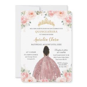 Quinceañera Blush Pink Floral Rose Gold Brown Girl