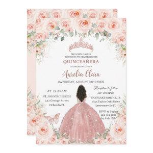 Quinceañera Blush Pink Floral Rose Gold Dress Girl