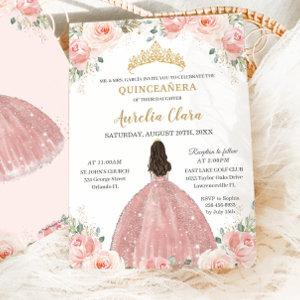 Quinceañera Blush Pink Floral Rose Gold Princess