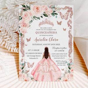 Quinceañera Blush Pink Floral Rose Gold Princess