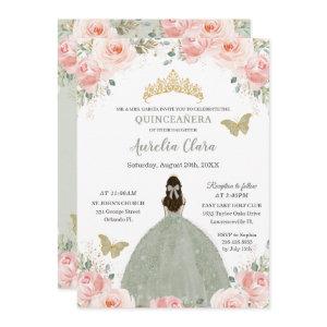 Quinceañera Blush Pink Floral Sage Green Princess