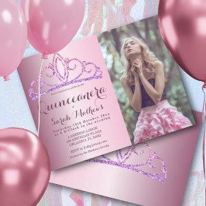 Quinceanera  Blush Pink Glitter Crown  Postcard