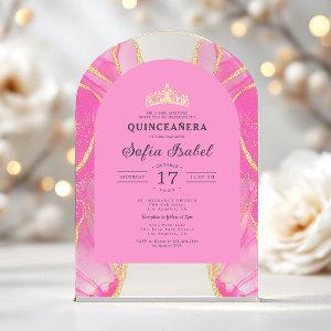 Quinceañera Blush Pink Gold Agate Elegant Acrylic