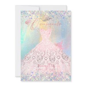 Quinceanera Blush Pink Gown Holographic Glitter