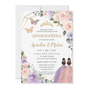 Quinceañera Blush Pink Lilac Purple Floral Twins