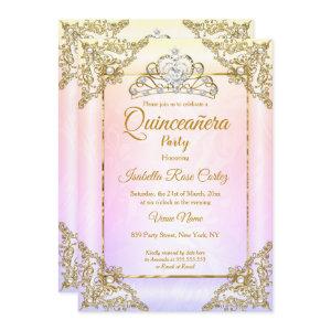 Quinceanera Blush Pink Purple photo Gold Tiara
