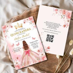 Quinceañera Blush Pink QR Code Floral