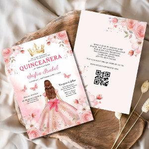 Quinceañera Blush Pink QR Code Floral