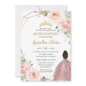 Quinceañera Blush Pink Rose Floral Brown Princess