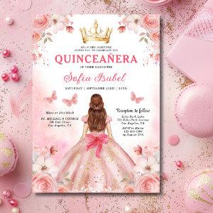 Quinceañera Blush Pink Rose Floral Butterfly