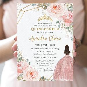 Quinceañera Blush Pink Rose Floral Mis Quince Anos
