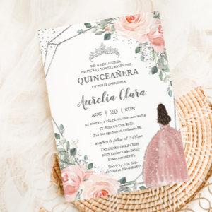 Quinceañera Blush Pink Rose Floral Mis Quince Anos