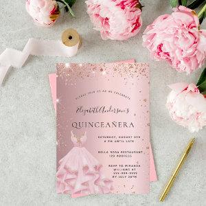 Quinceanera blush pink rose gold glitter dress