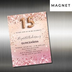 Quinceanera blush pink rose gold  magnet