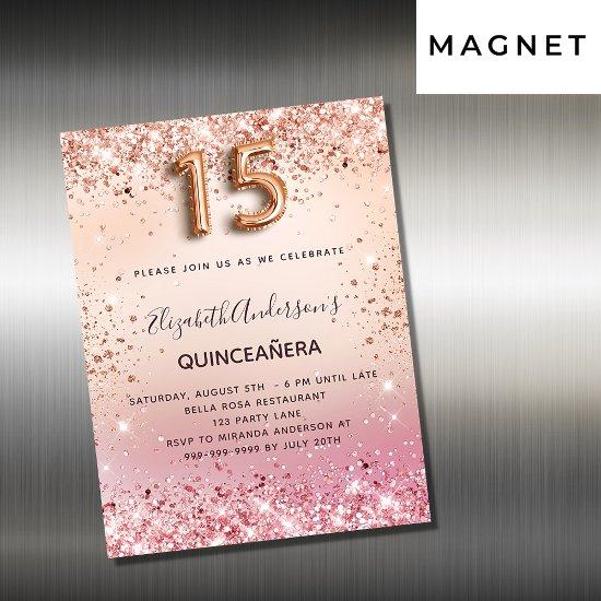 Quinceanera blush pink rose gold  magnet