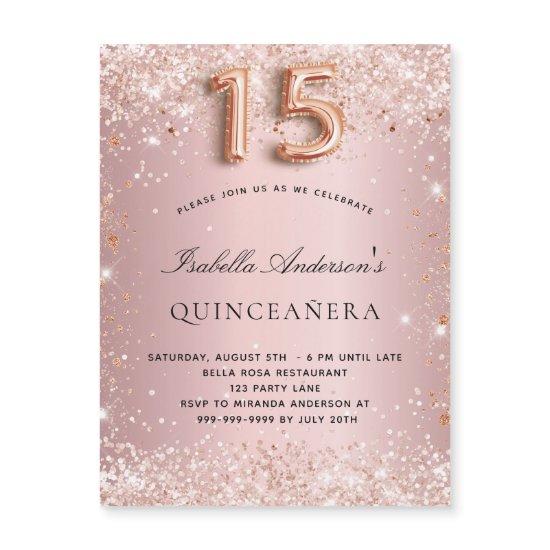 Quinceanera blush pink rose gold magnet