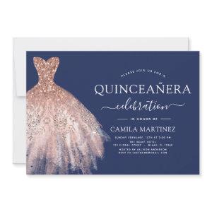 Quinceanera Blush Pink - Rose Gold Navy Blue