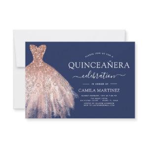 Quinceanera Blush Pink - Rose Gold Navy Blue